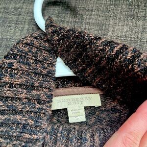 Burberry Brit Brown Turtleneck Sweater with Front Zipper Pockets